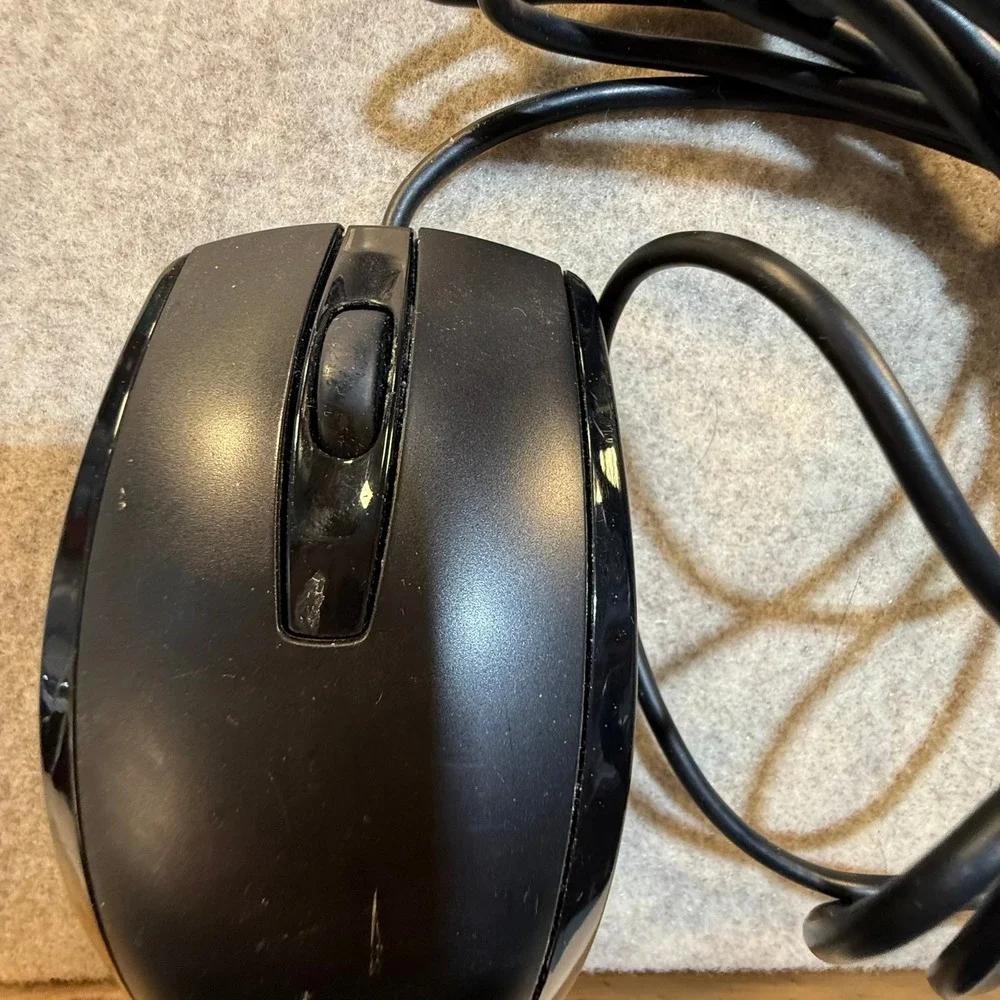 HP‎ USB Optical Mouse Black Wired 3-Button Scroll Wheel 697738-001 N910U